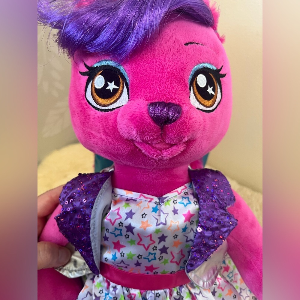 Build A Bear HG Honey Girls Hot Pink Bunny Risa Plush, 18" 2015 Rock Star Doll - Picture 2 of 10